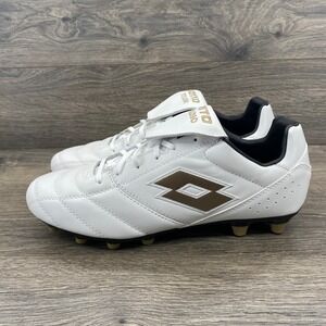 Lotto Stadio 200 IV FG Soccer Cleats White Gold Men US 10.5